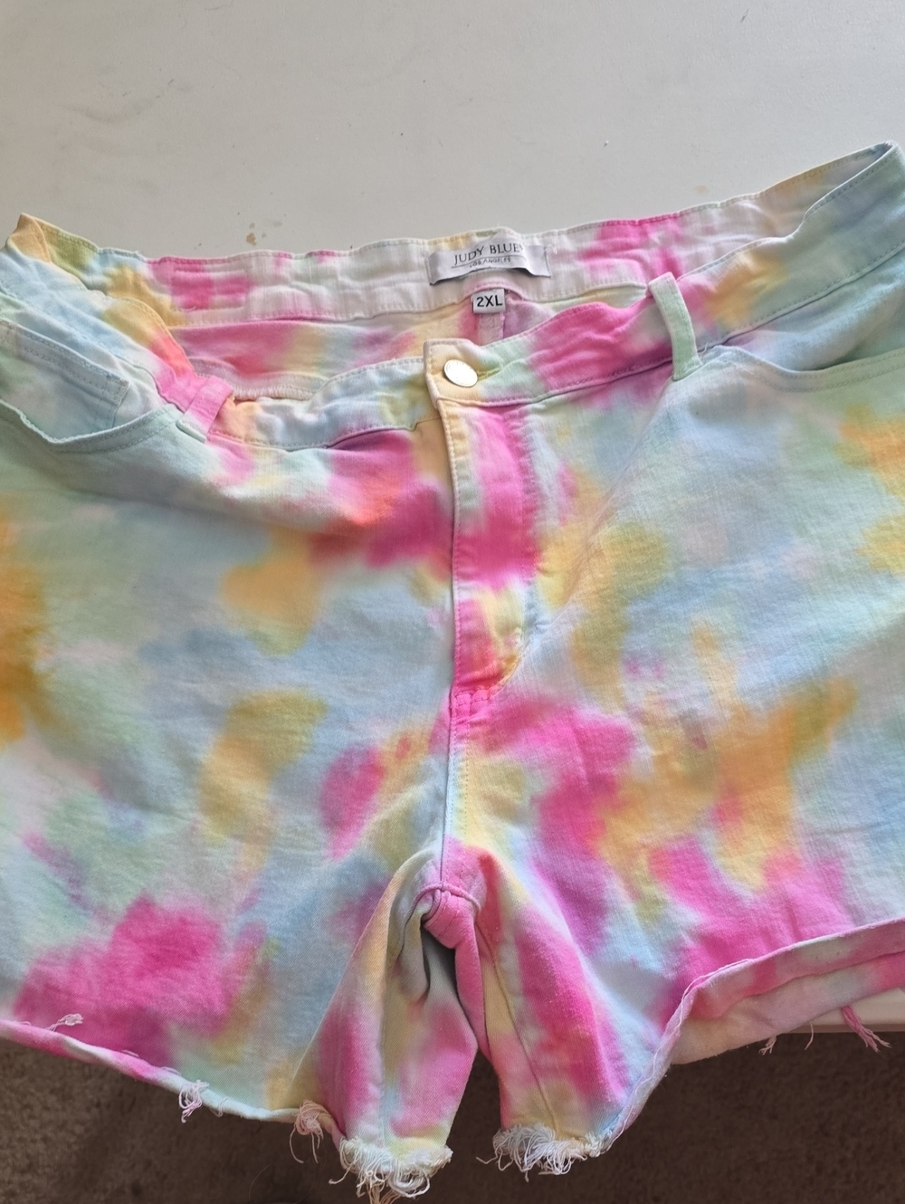 Judy Blue Pastel Tie-Dye Women's Jean Shorts - Pink, Yellow, Blue